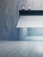 Garasje i bl&aring;gr&aring; toner minimalistisk